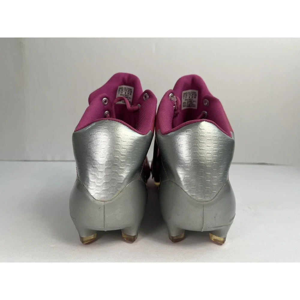 ADIDAS Men's Size 13 Adizero 5 Star Mid Pink & Silver Football Cleats